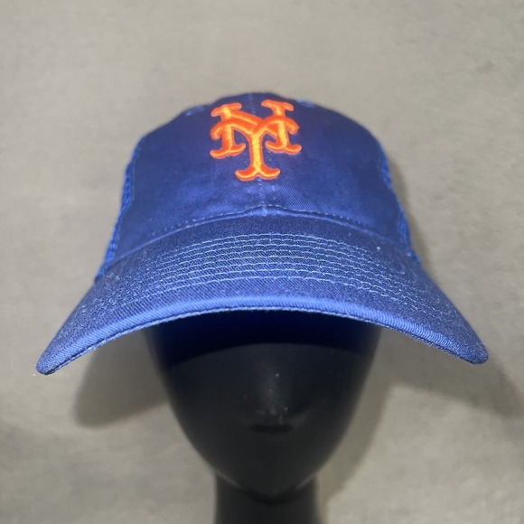 New Era New York Mets Mesh Trucker Hat Women's Blue Orange Logo 9Twenty MLB Cap - Picture 1 of 8
